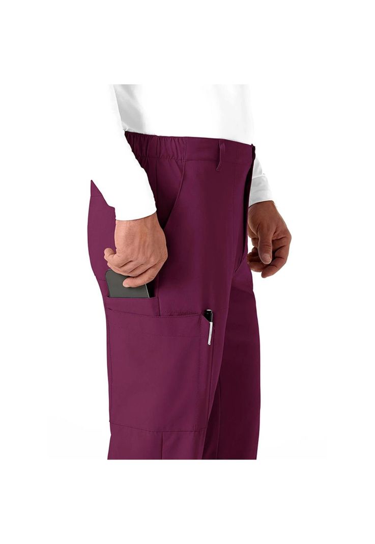 Pantalón Cargo Clínico Hombre Wonderwink 5355 Burdeo-4