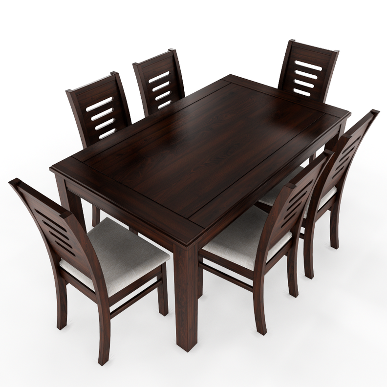 Juego de Comedor Roma 6 Sillas Chocolate Mesa Rectangular Madera
