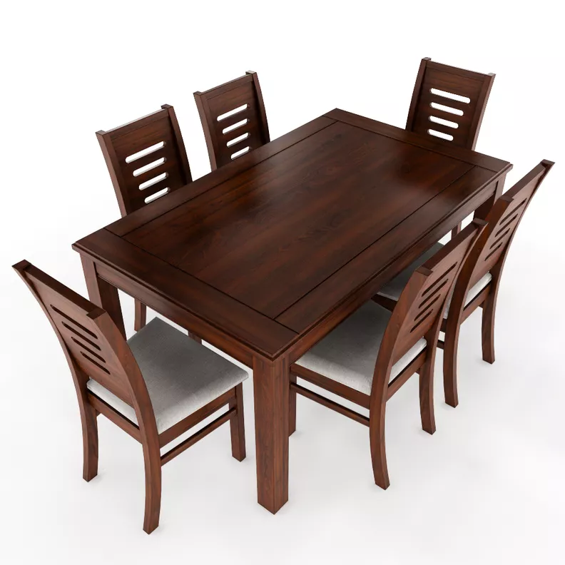 Juego de Comedor Roma 6 Sillas Nogal Mesa Rectangular Madera