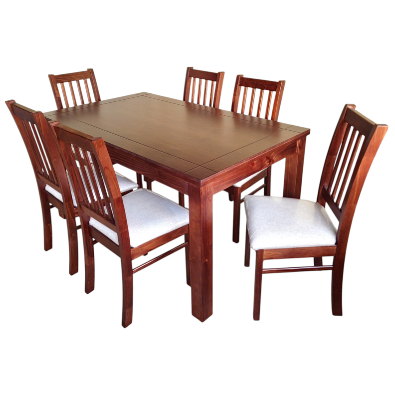 Juego de Comedor Milan 6 Sillas Nogal Mesa 1.6 Rectangular Madera