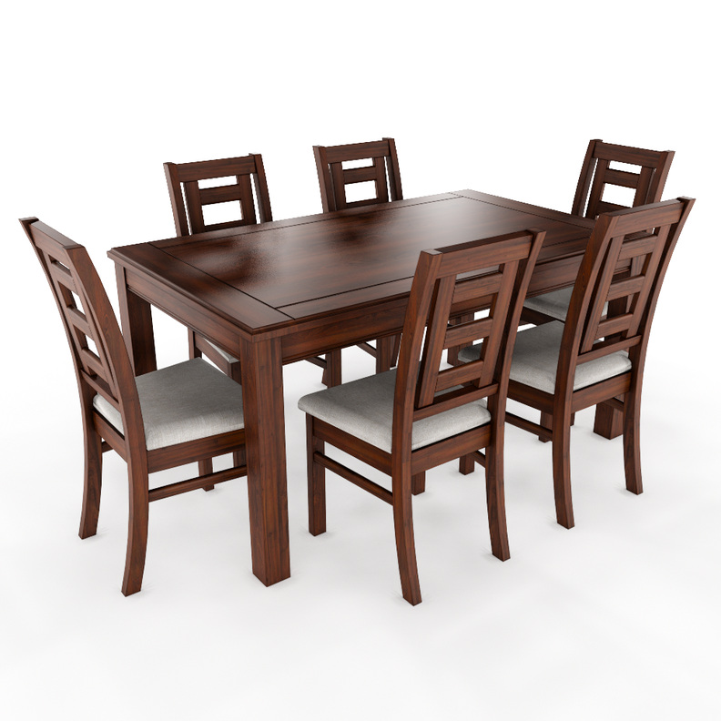 Juego de Comedor Sevilla 6 Sillas Nogal Mesa Rectangular Madera