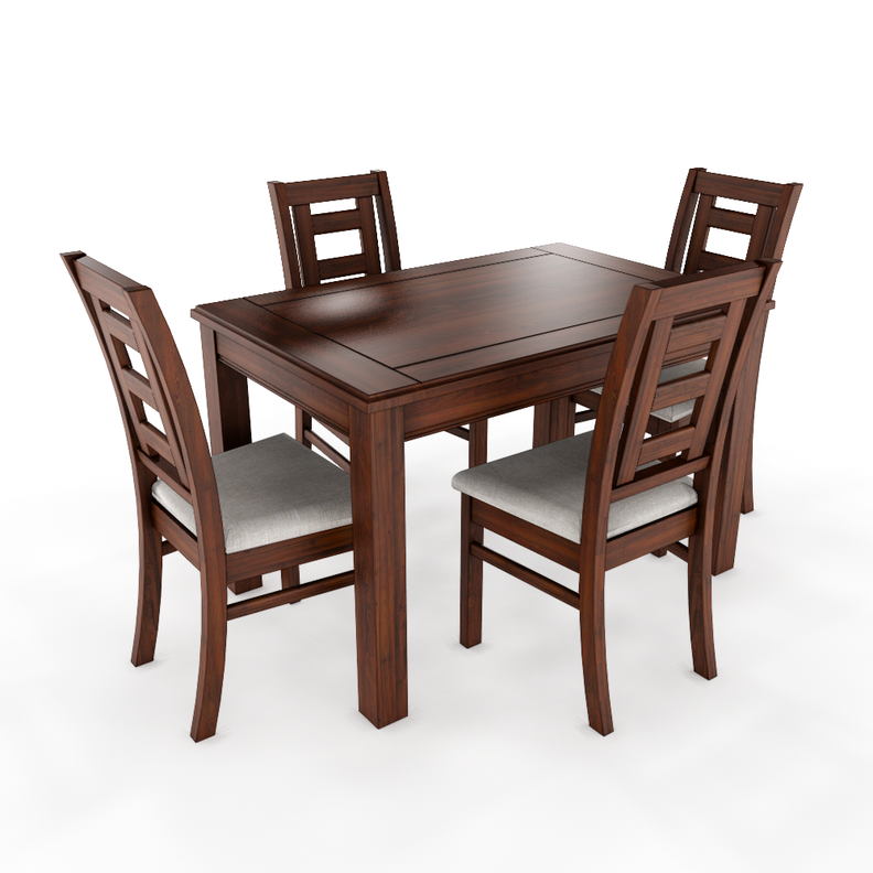 Juego de Comedor Sevilla 4 Sillas Nogal Mesa Rectangular Madera