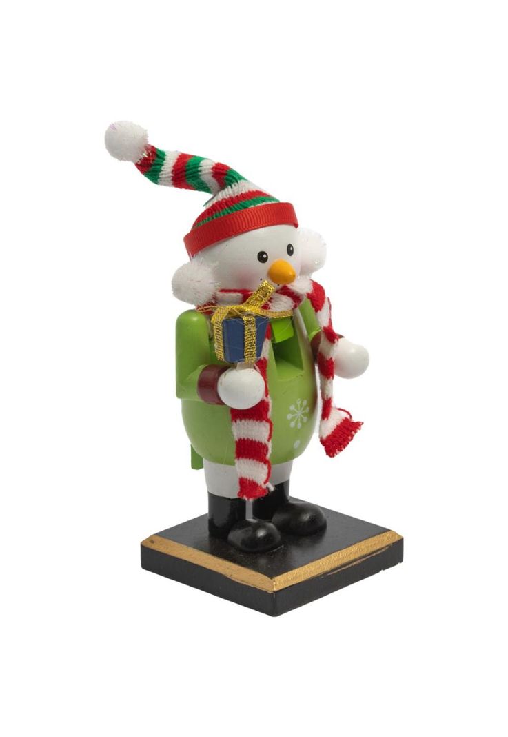 Figura mono de nieve de madera-1