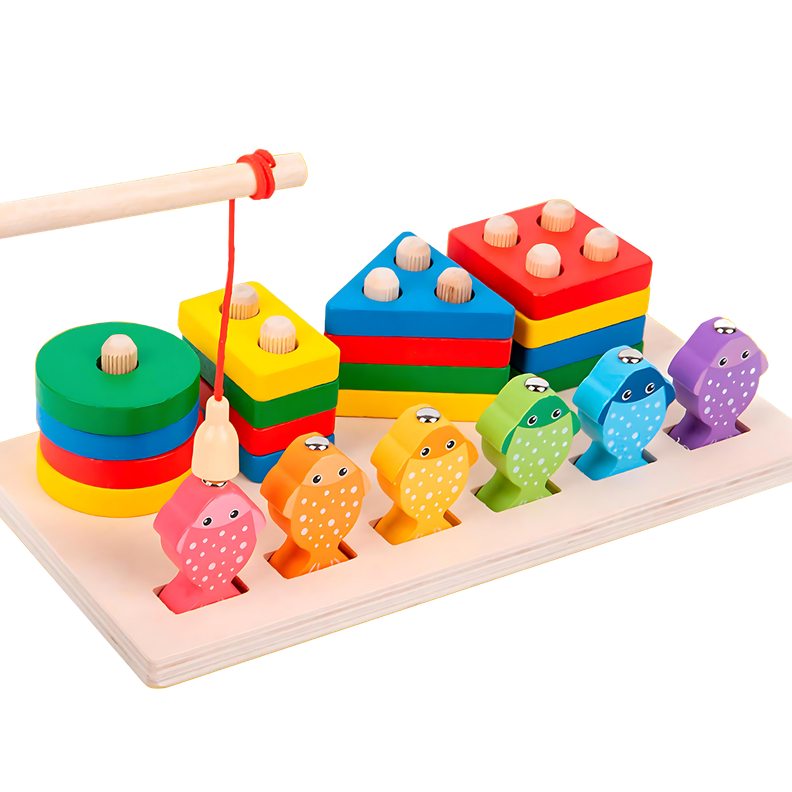 Juego De Pesca Magnético Y Encaje De Madera Montessori-0