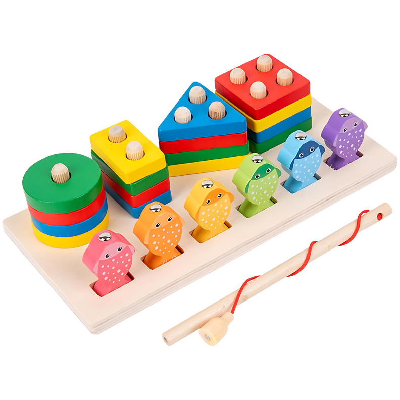 Juego De Pesca Magnético Y Encaje De Madera Montessori-2