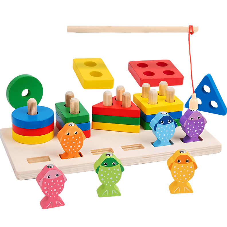 Juego De Pesca Magnético Y Encaje De Madera Montessori-3