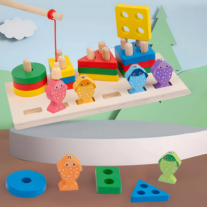 Juego De Pesca Magnético Y Encaje De Madera Montessori-5