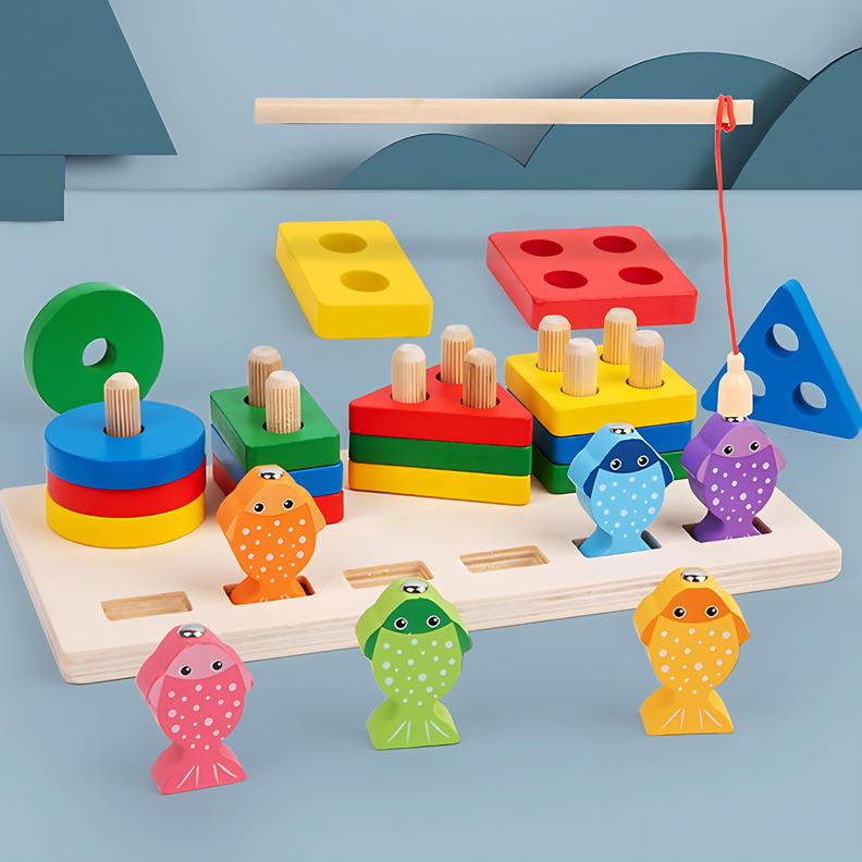Juego De Pesca Magnético Y Encaje De Madera Montessori-6