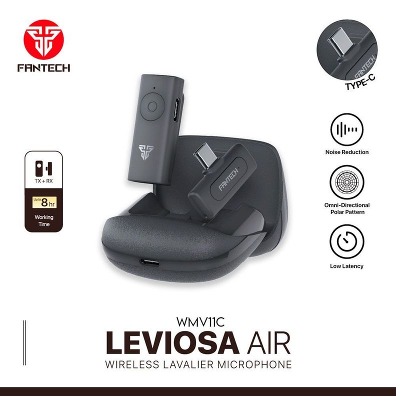 Micrófono lavalier teléfono Android Fantech Leviosa Air USB C micrófono inalámbrico usb c -6
