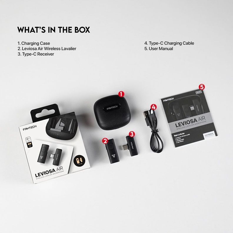 Micrófono lavalier teléfono Android Fantech Leviosa Air USB C micrófono inalámbrico usb c -7