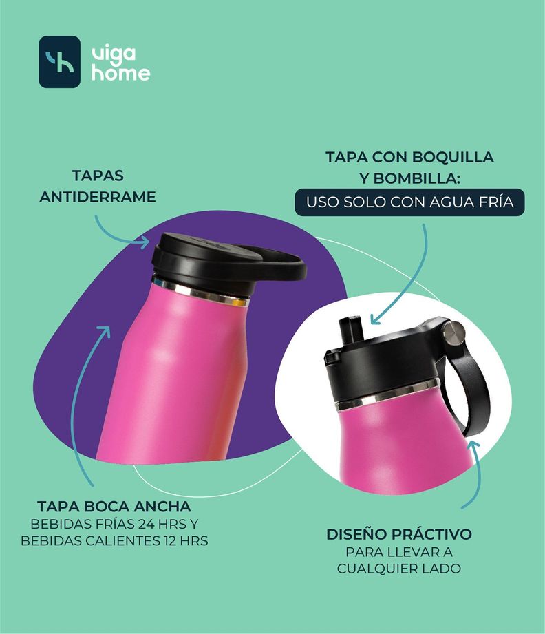 Botella de Agua Térmica 947ml Vigahome Rosa-6