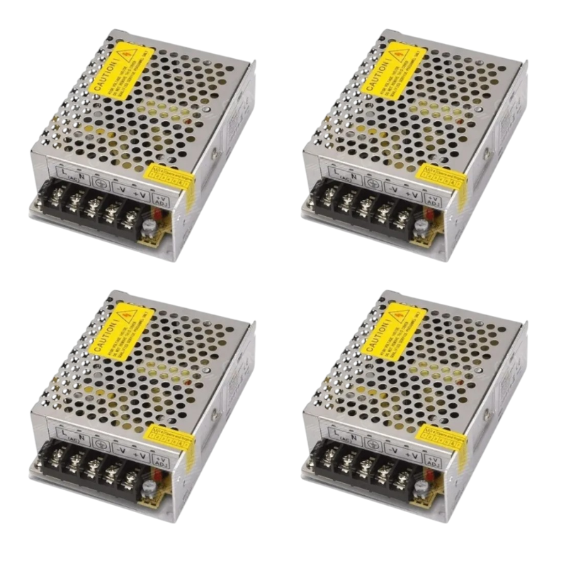 4 Fuentes de Poder 12V 5A 60W IP20 Acero