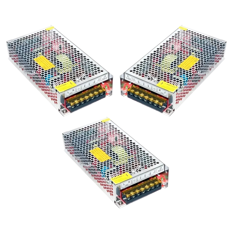 3 Fuentes de Poder 12V 10A 120W IP20 Acero