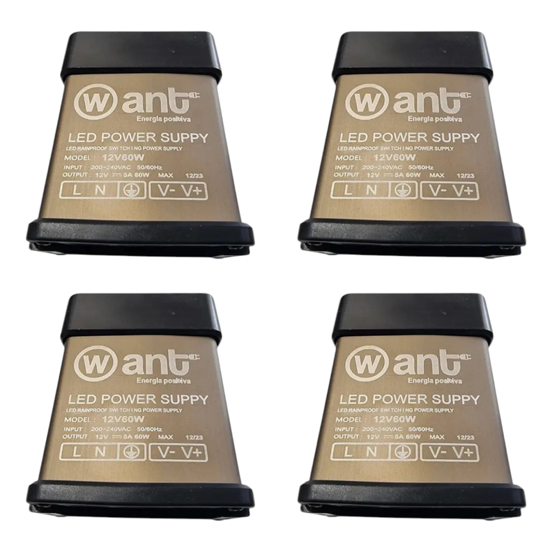 4 Fuentes de Poder 12V 5A 60W IP44 Lluvia