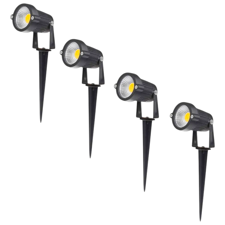 4 Focos de Jardín Estaca 5W 220V Luz Cálida