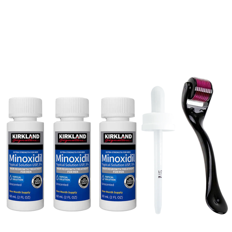 Minoxidil kirkland 5% (180ml) 3 meses de tratamiento +dermaroller estuche -0