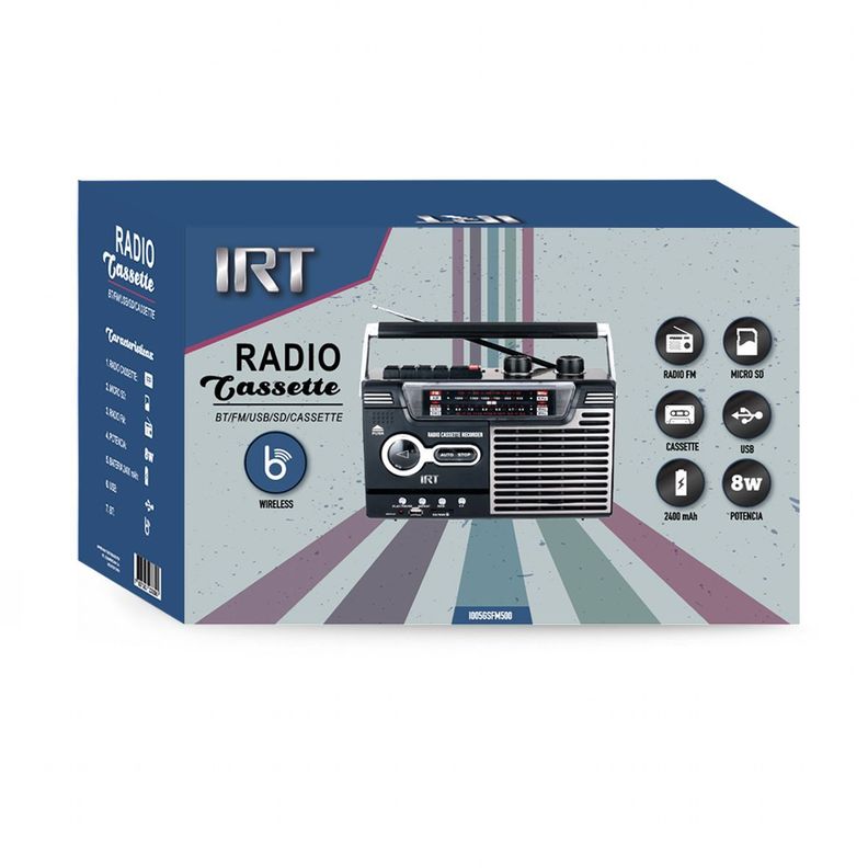 Radio Cassette IRT Bluetooth FM USB SD Vintage-1
