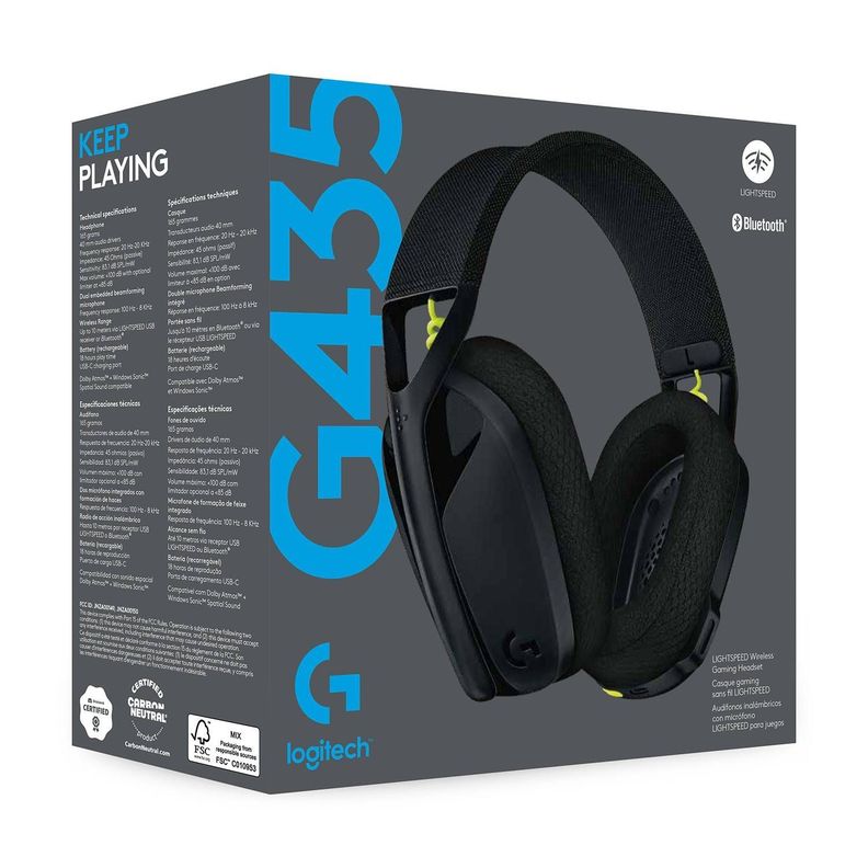 Audífono Gamer Inalámbrico G435 Negro y Amarillo-4