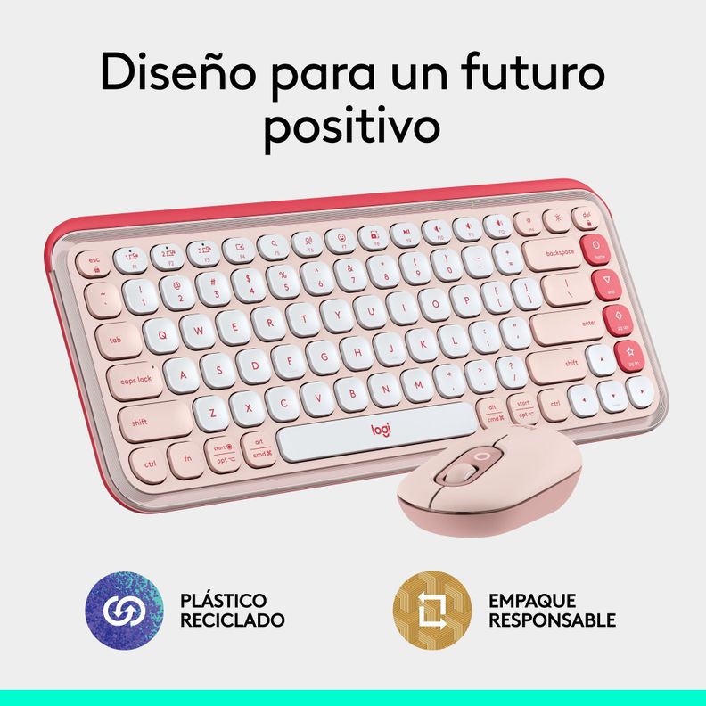 Kit Teclado Y Mouse Logitech Pop Icon Español Rosado-2