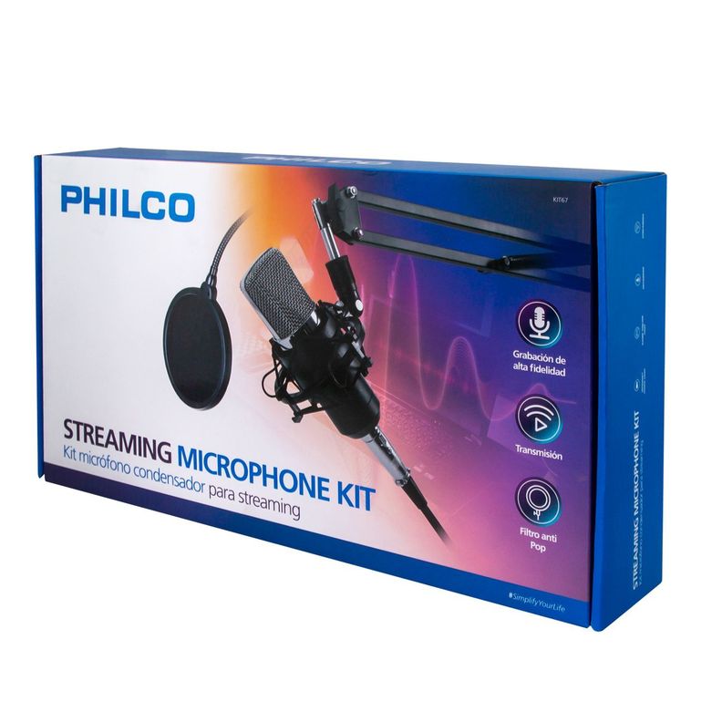 Kit Microfono Streaming Philco antipop Soporte Stand-2