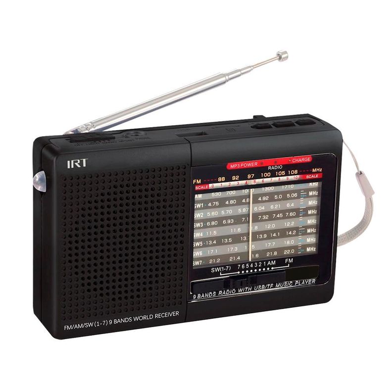 Radio Portatil IRT AM/FM/SW/USB/MSD 9 bandas Recargable-0