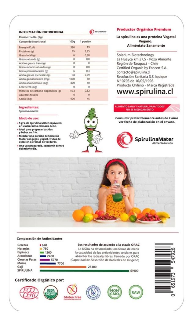Promo Spirulina Mater 2 X 500g + Mascarilla Con Cobre-3