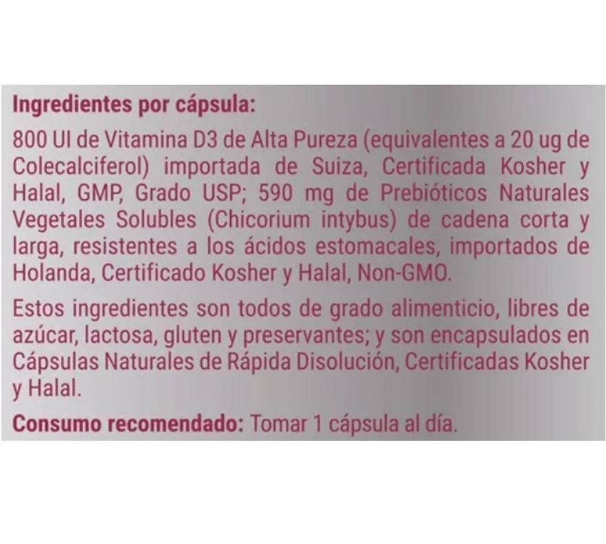 Vitamina D3 800 Ui + Prebióticos-1