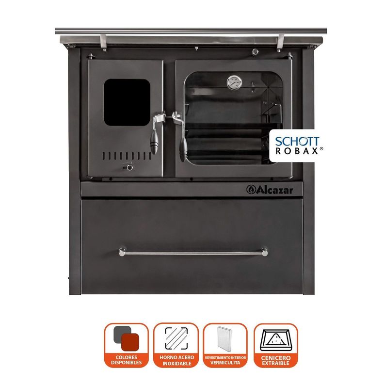 Cocina a Leña Alcazar Europea M80 Gris-2