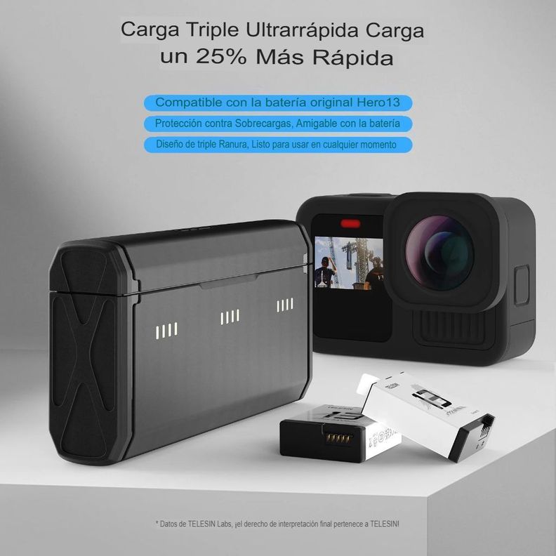 Cargador triple + 2 baterías Enduro para GoPro Hero 13 Black-3