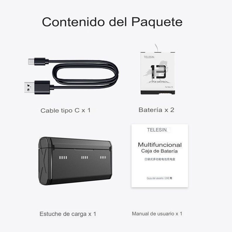 Cargador triple + 2 baterías Enduro para GoPro Hero 13 Black-2