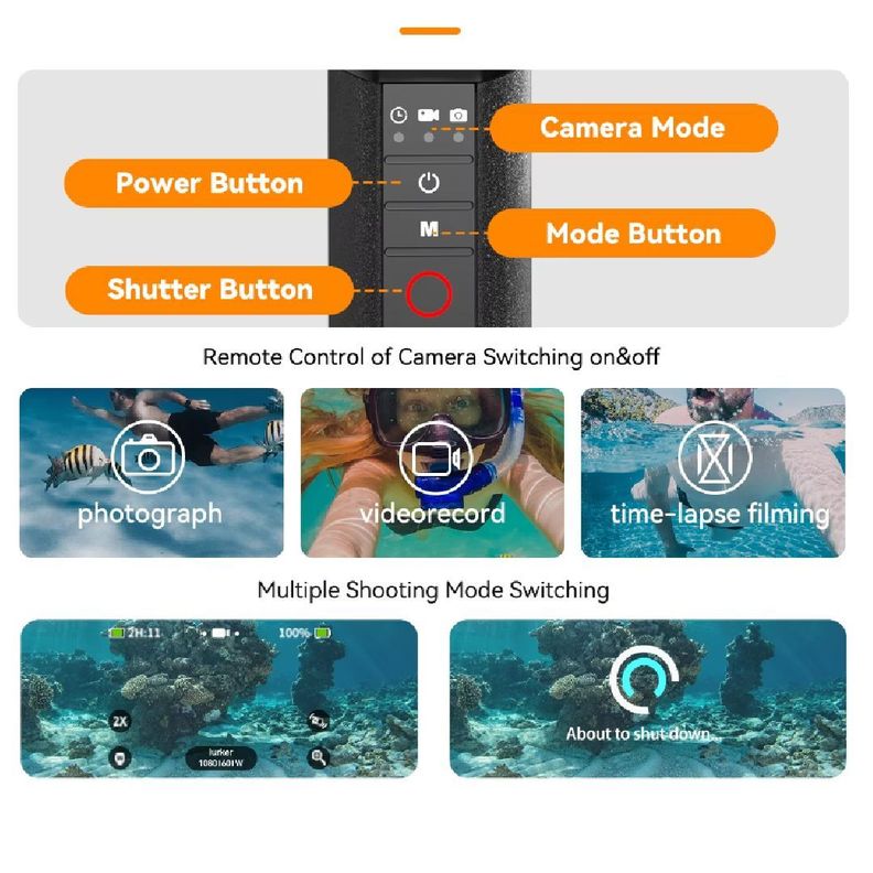 Bastón Flotante Bluetooth con Control para Gopro Hero 8 a 13-6