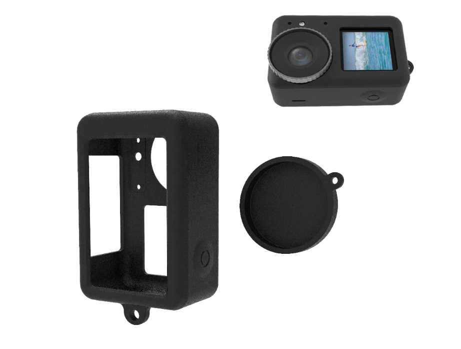 Funda de Silicona para DJI Osmo Action 3-4-5 Pro +Tapa Lente-1