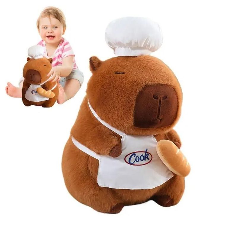 Capibara Chef de Peluche de 27 cm - Ternura y diversión -0