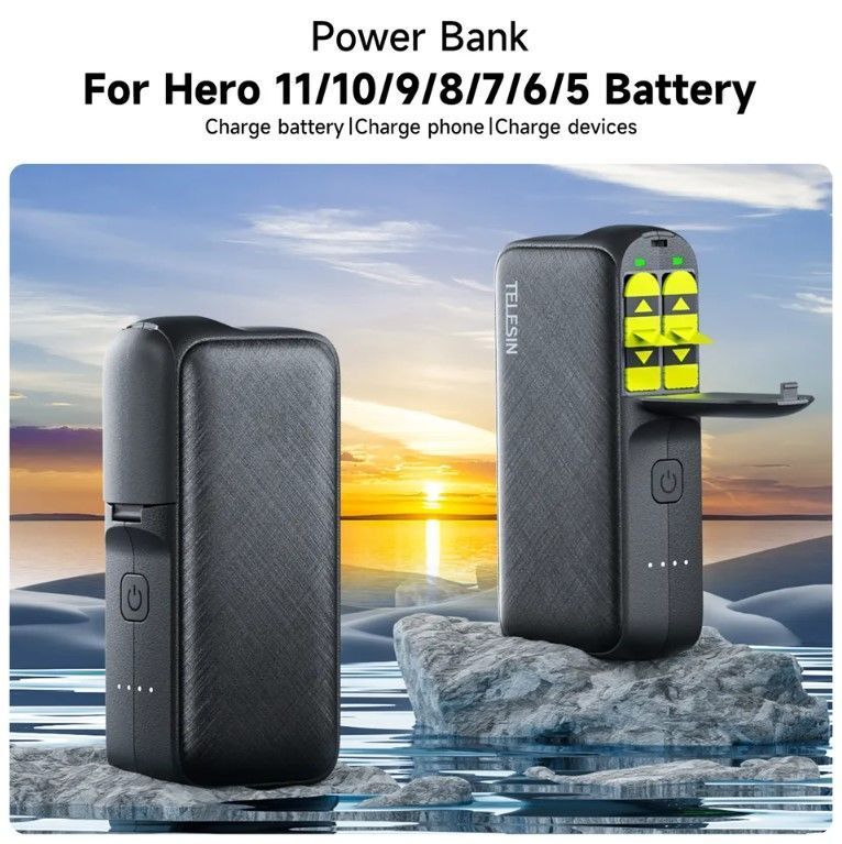 Power Bank Portable para baterias GoPro 12/11/10/9/8/7/6/5-4