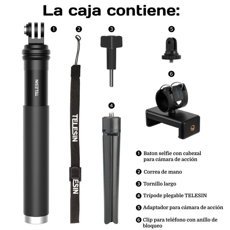 Bastón Selfie Trípode Para Smartphone Y Cámara GoPro U Otras-3