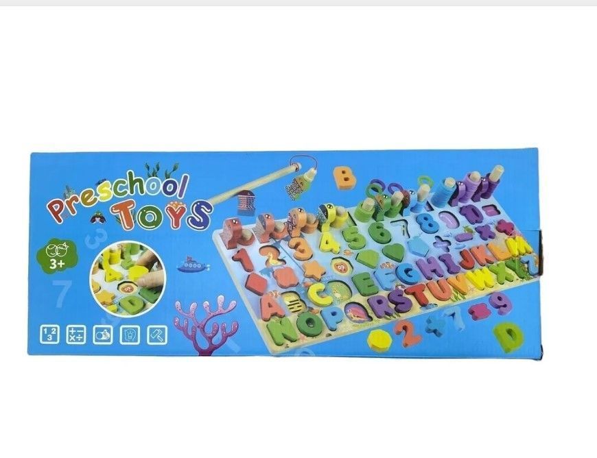 Juego Madera Didactico Número, Abecedario y Pesca 80 piezas-0