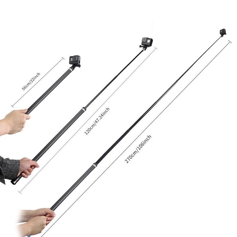 Bastón Selfie 2.7M de fibra de carbono para Gopro u otras Cámaras deportivas-0