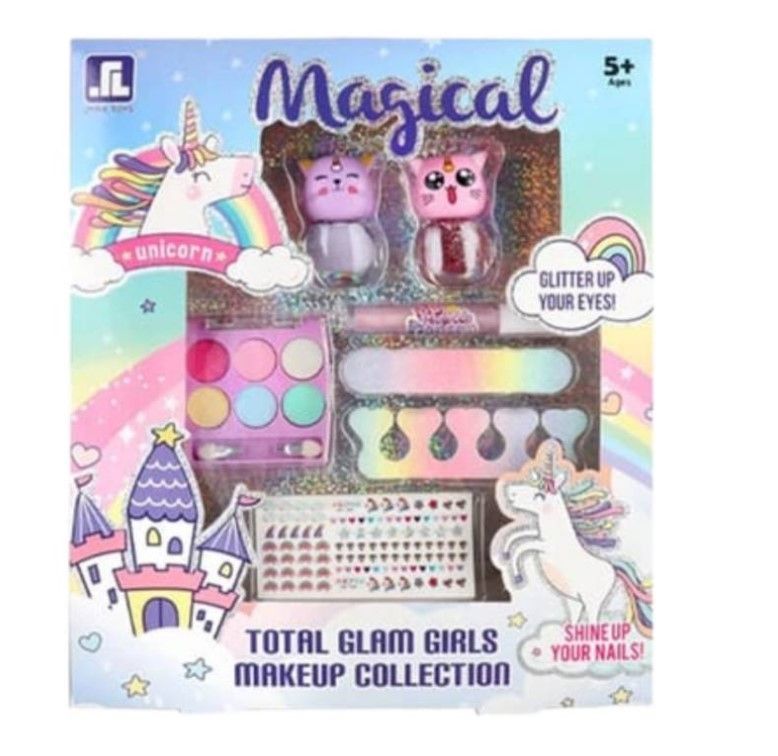 Set Maquillaje Y Manicure Infantil Niñas Kawaii unicornio-0