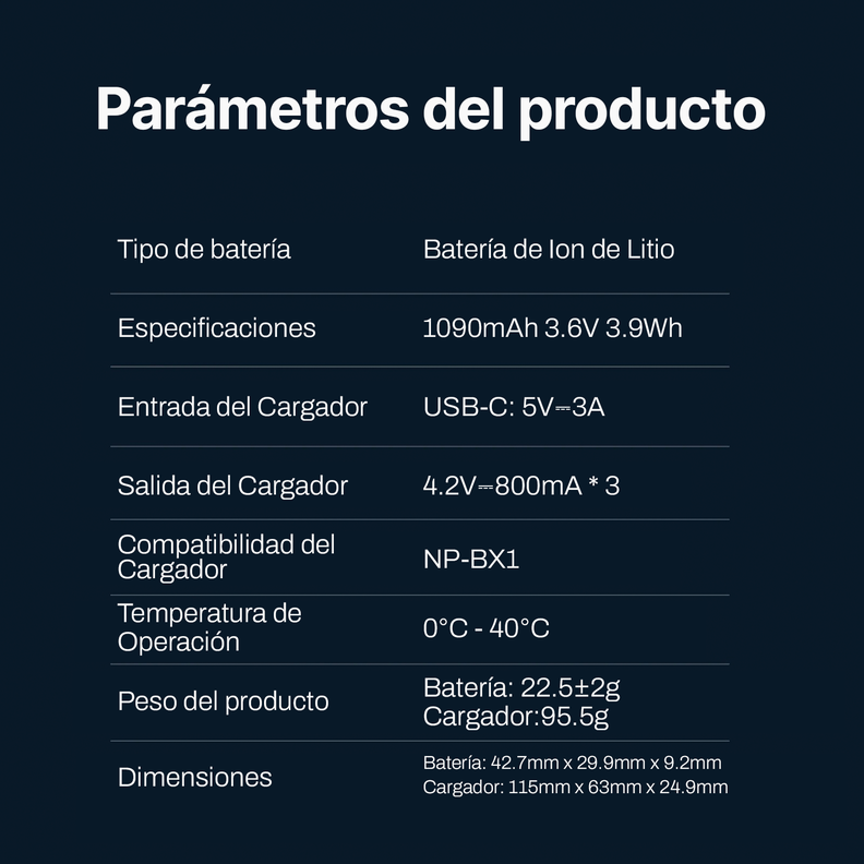 Cargador + 2 baterías NP-BX1 para Camaras Sony - Telesin-1