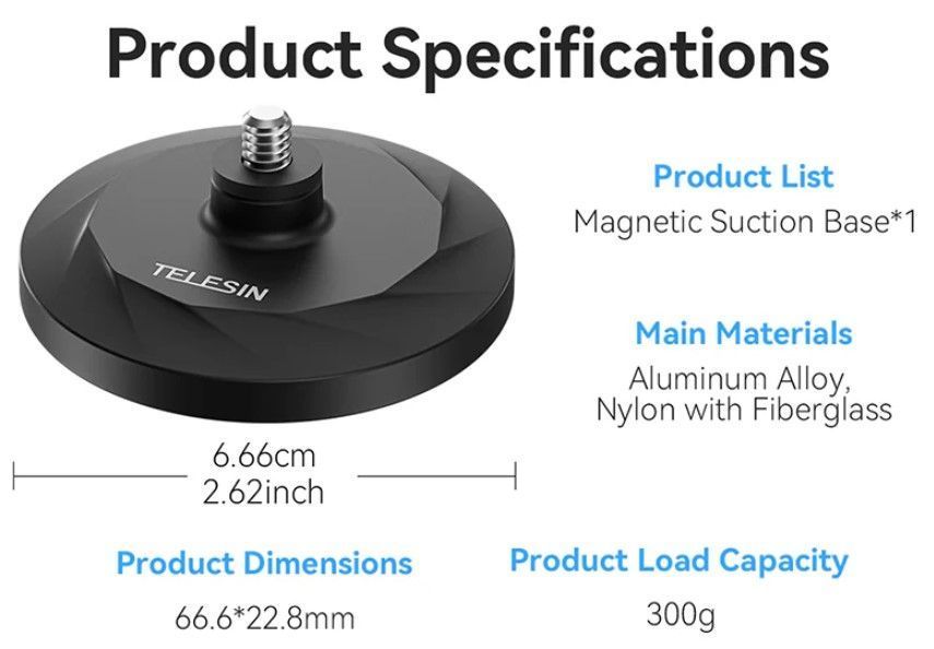 Base Magnética para Camaras Insta360, Gopro, DJI OSMO, etc.-1