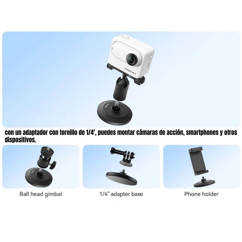 Base Magnética para Camaras Insta360, Gopro, DJI OSMO, etc.-4