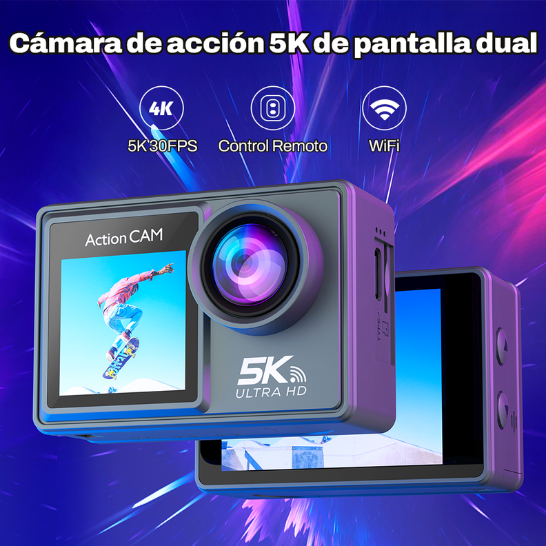 Cámara Deportiva Ausek 5K 24MP UltraHD con Accesorios Acción-1