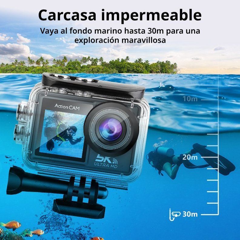 Cámara Deportiva Ausek 5K 24MP UltraHD con Accesorios Acción-5