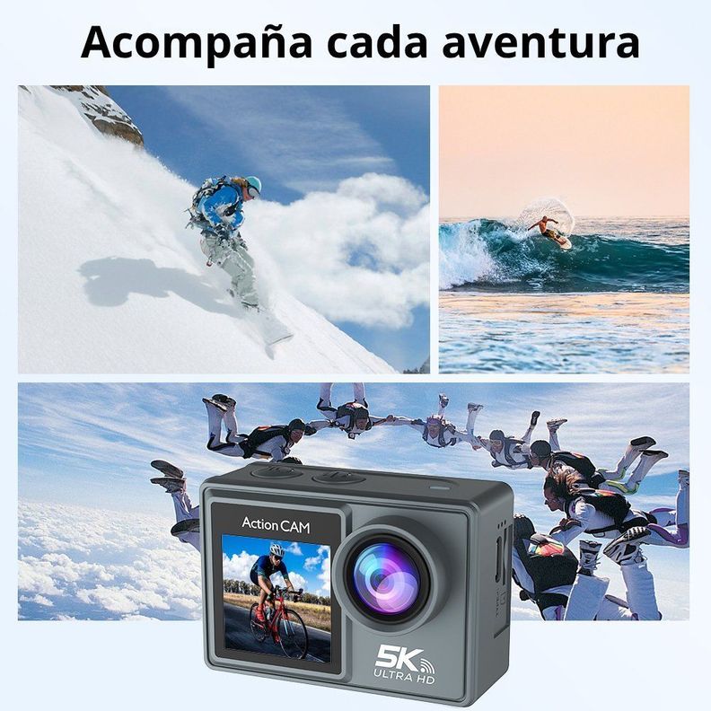 Cámara Deportiva Ausek 5K 24MP UltraHD con Accesorios Acción-6