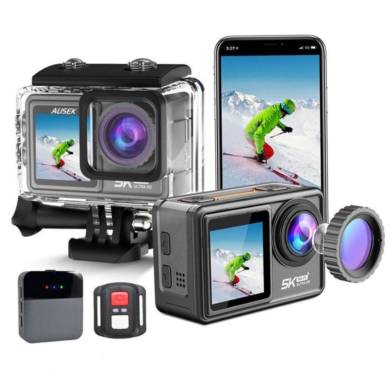 Cámara Deportiva 5K 24MP UltraHD con Microfono y Accesorios-0