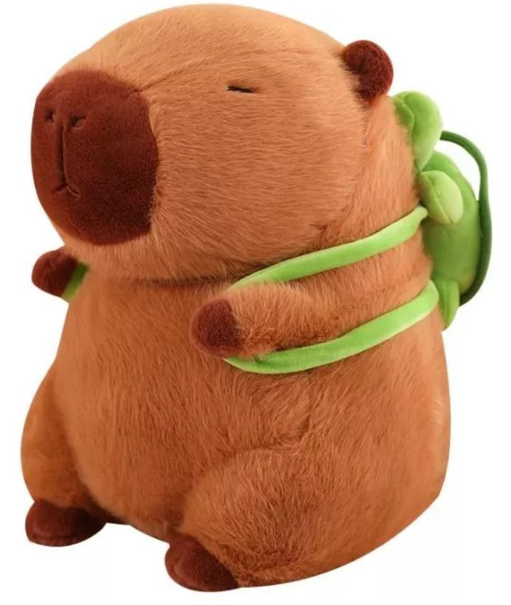 Adorable Capibara de Peluche con Mochila de Tortuga 32 cm-0