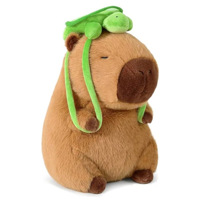 Adorable Capibara de Peluche con Mochila de Tortuga 32 cm-1
