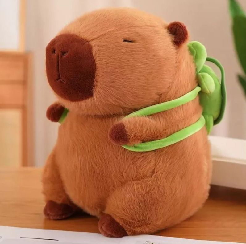 Adorable Capibara de Peluche con Mochila de Tortuga 32 cm-3