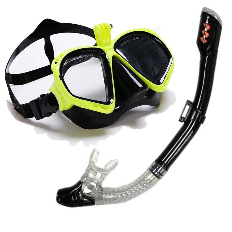 Snorkel con Tubo Amarillo Flourecente cámara deportiva Gopro u otras-0