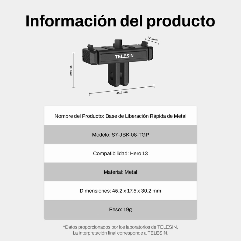 Adaptador Magnético 2 Garras Para GoPro Hero 13 - Telesin-6